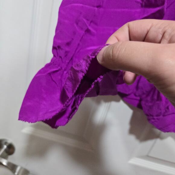 J.Crew Purple Silk Ruffle Neck Blouse Women’s 8 - Picture 7 of 10